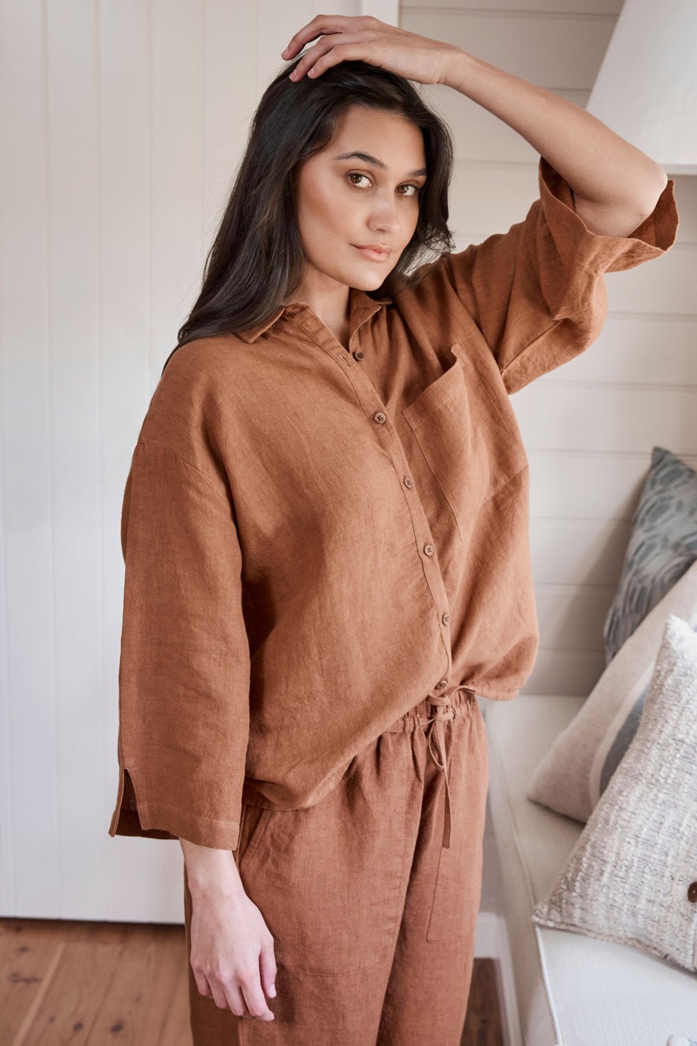 Fundamental Linen Shirt - Nutmeg - Eadie Lifestyle