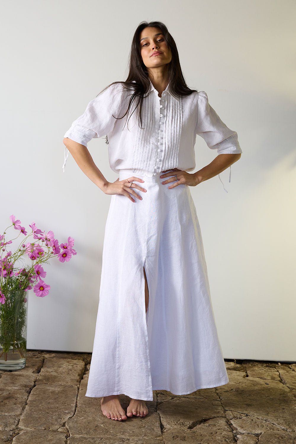 Lidia Linen Blouse - White – Eadie Lifestyle