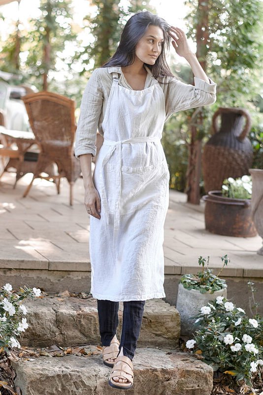 Linen Apron - Off White – Eadie Lifestyle