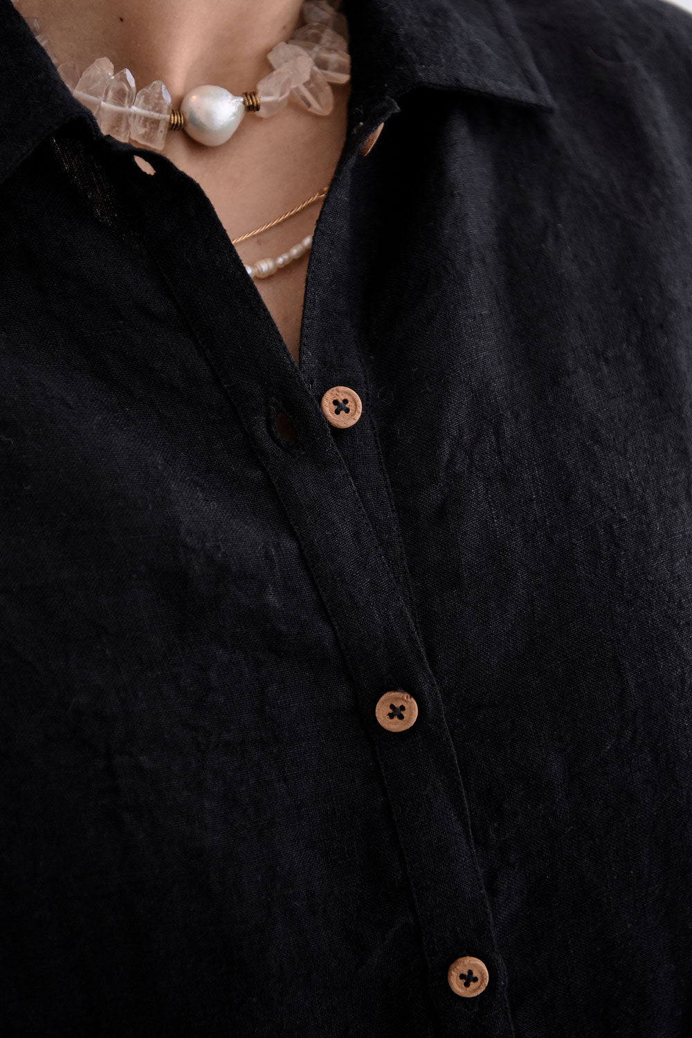 Linen Shift Dress - Black - Eadie Lifestyle