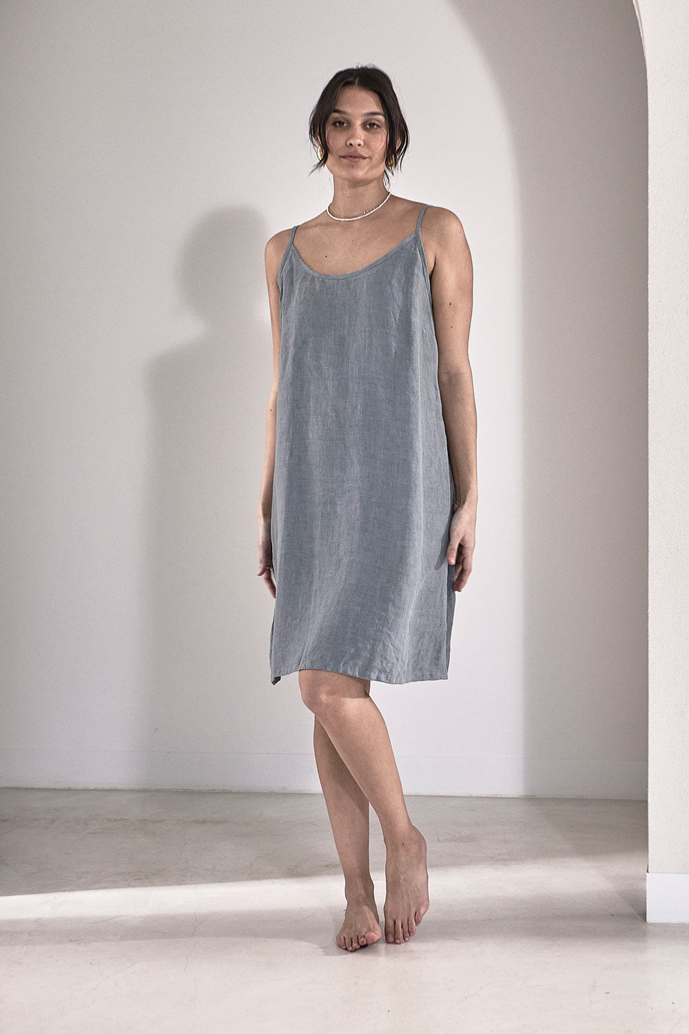 Fundamental Linen Slip Dress - Blue – Eadie Lifestyle