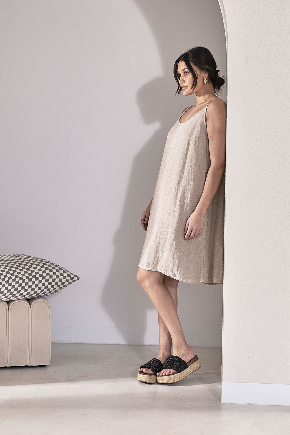 Linen Slip Dress - Natural - Eadie Lifestyle