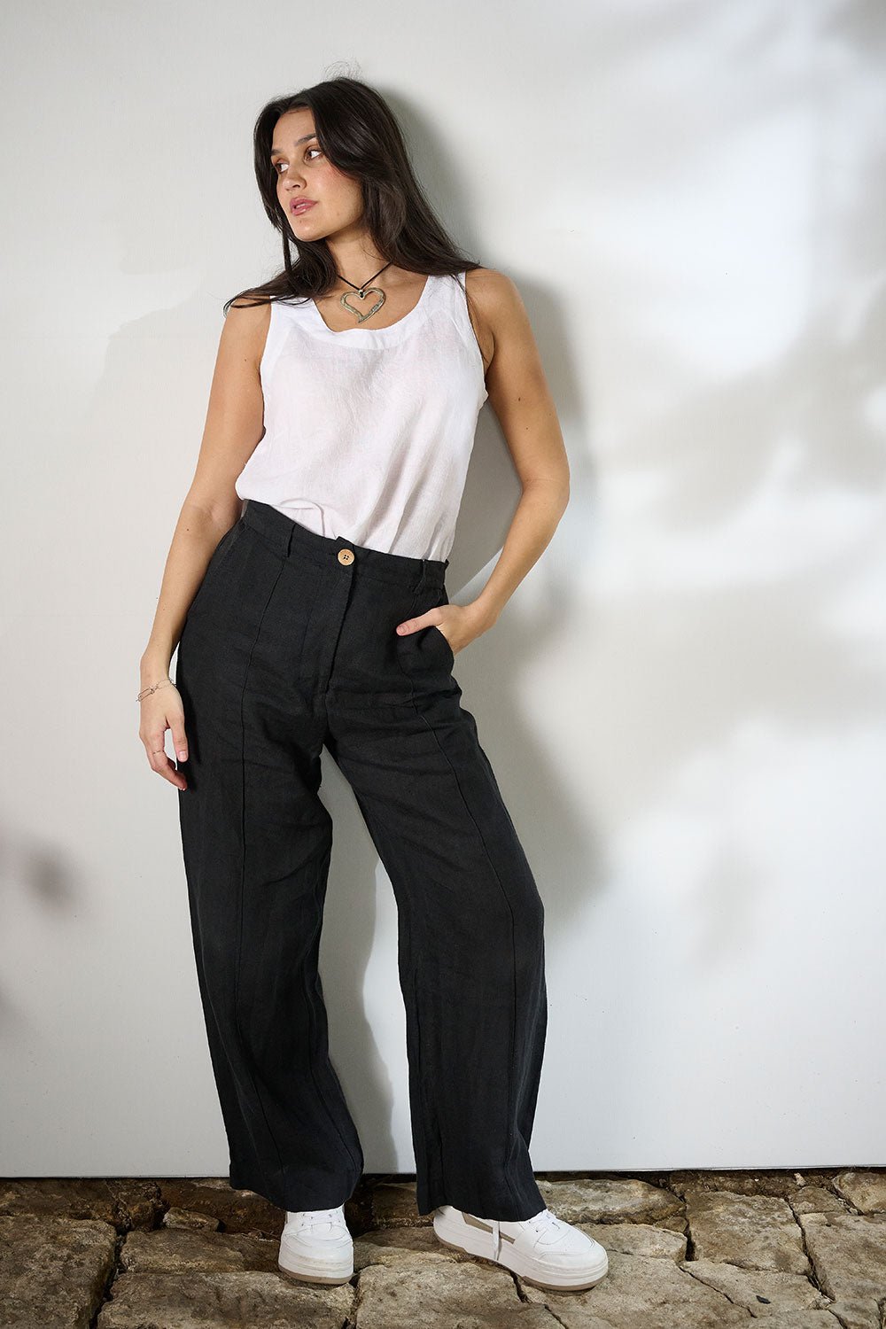 Linen Tailored Pants - Black - Eadie Lifestyle