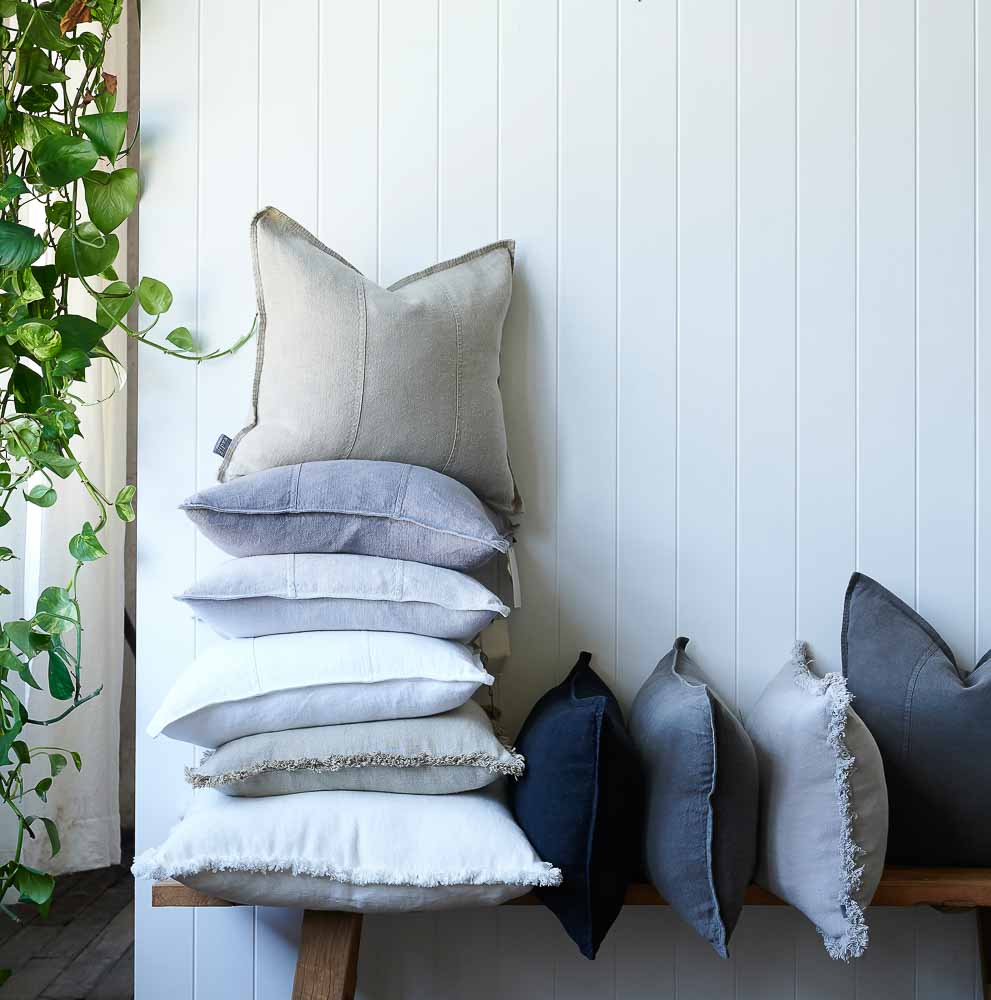 Luca® Boho Linen Cushion - White - Eadie Lifestyle