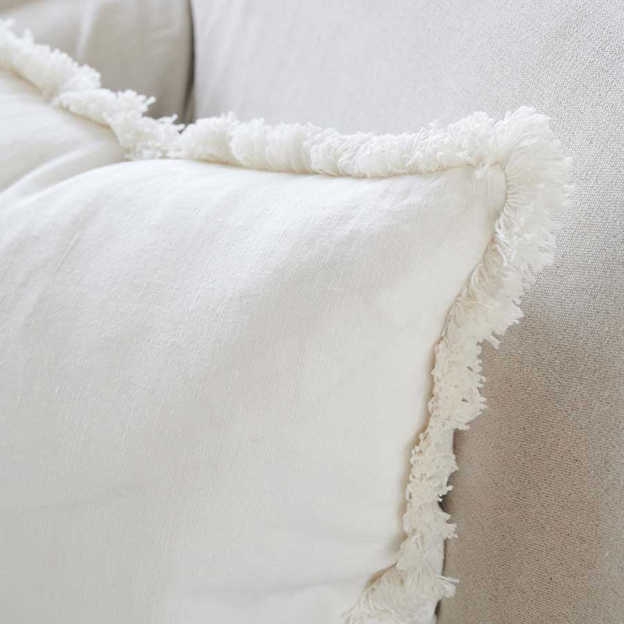 Luca® Boho Linen Cushion - White - Eadie Lifestyle