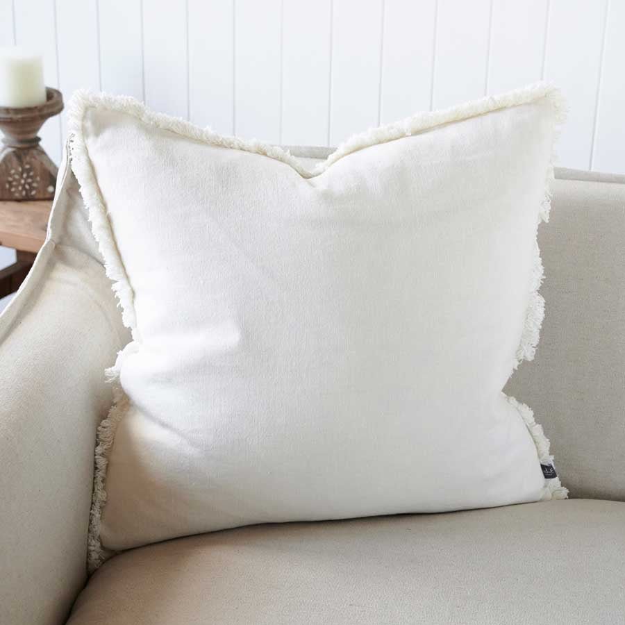 Luca® Boho Linen Cushion - White - Eadie Lifestyle