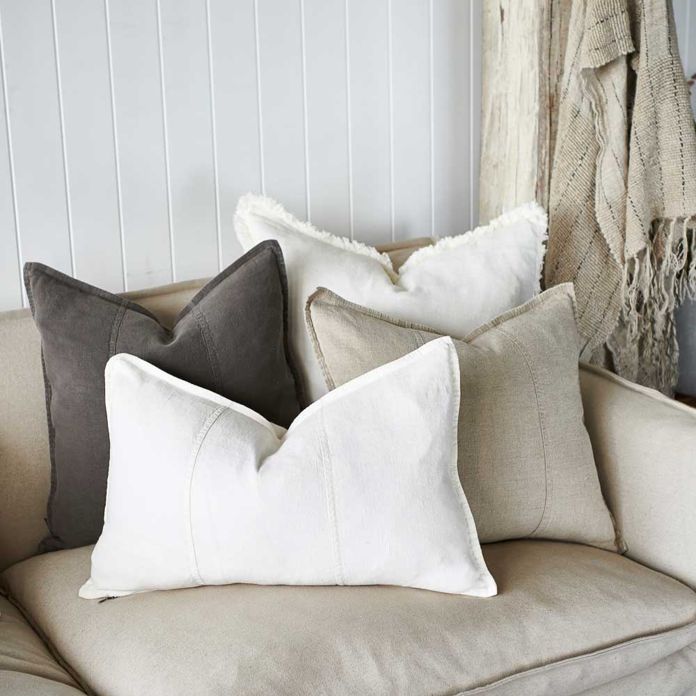 Luca® Boho Linen Cushion - White - Eadie Lifestyle