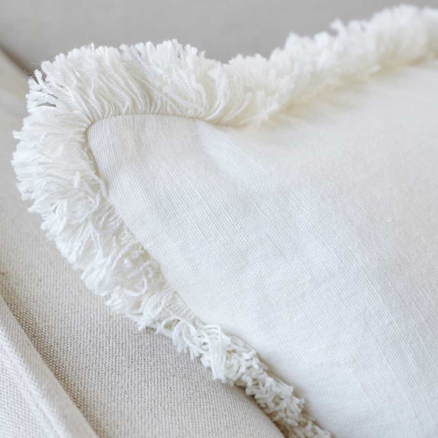 Luca® Boho Linen Cushion - White - Eadie Lifestyle