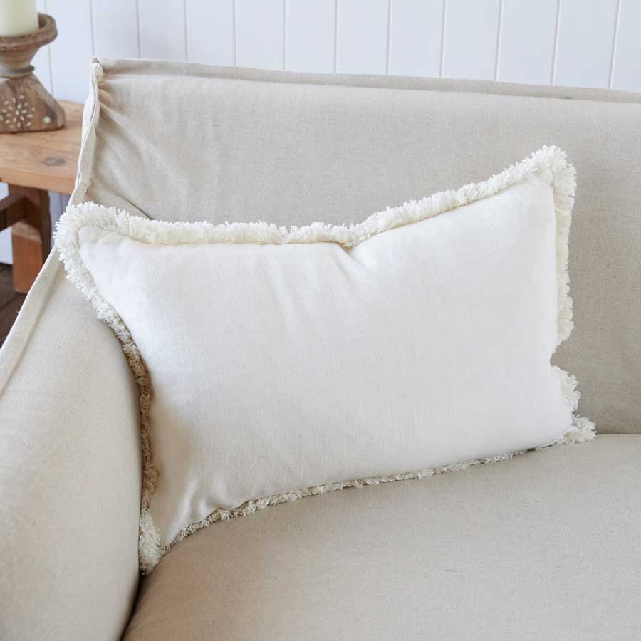 Luca® Boho Linen Cushion - White - Eadie Lifestyle