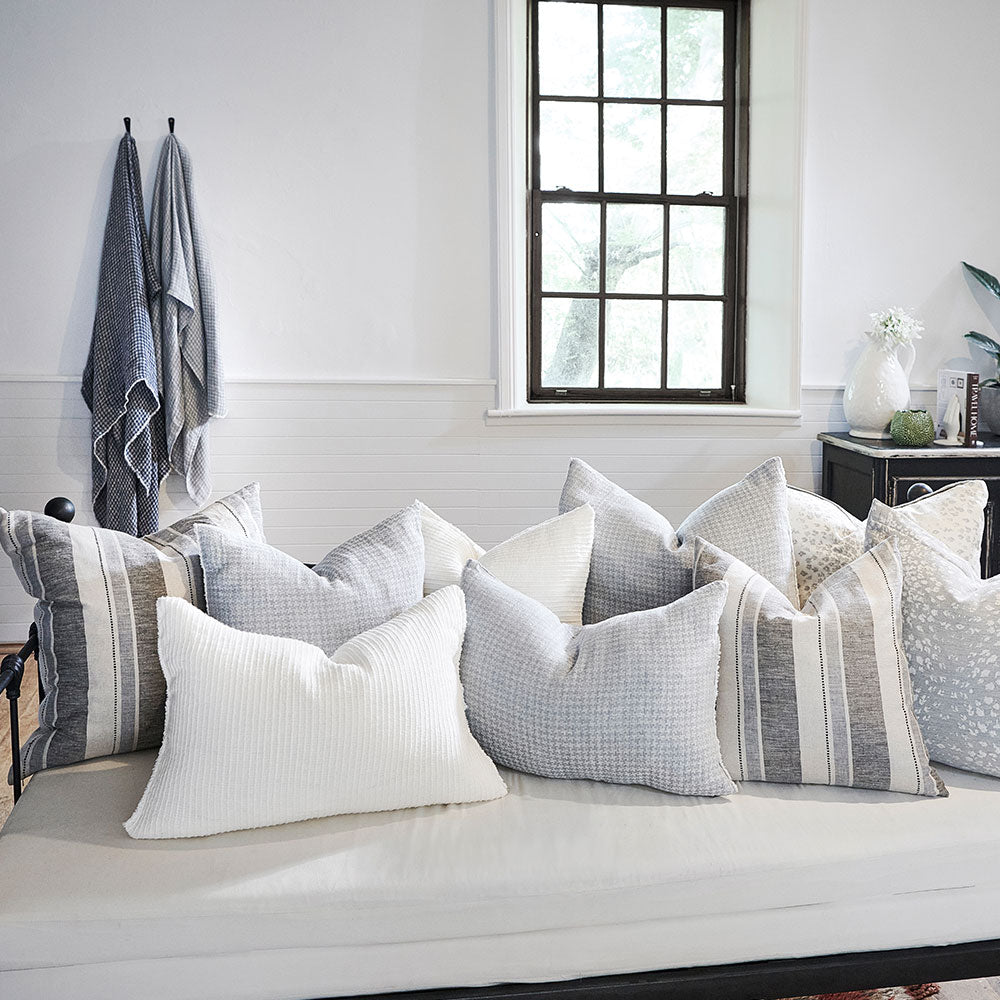 Ordonne Linen Houndstooth Cushion - Silver Grey - Eadie Lifestyle