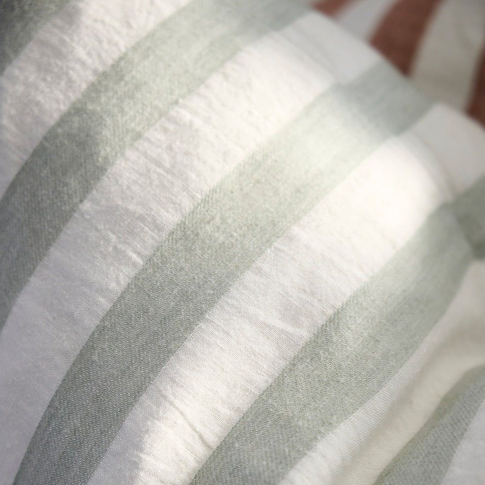 Santi Linen Cushion - White/Pistachio Stripe - Eadie Lifestyle