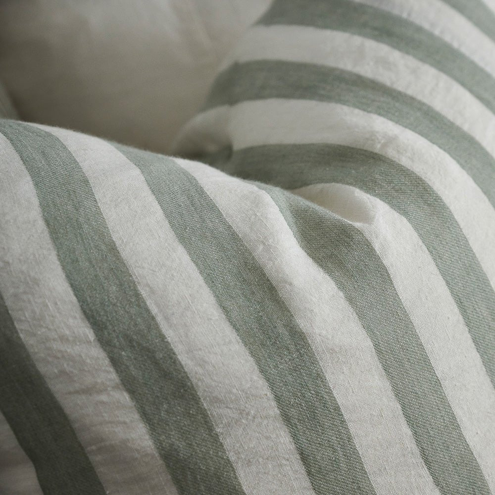 Santi Linen Cushion - White/Pistachio Stripe - Eadie Lifestyle