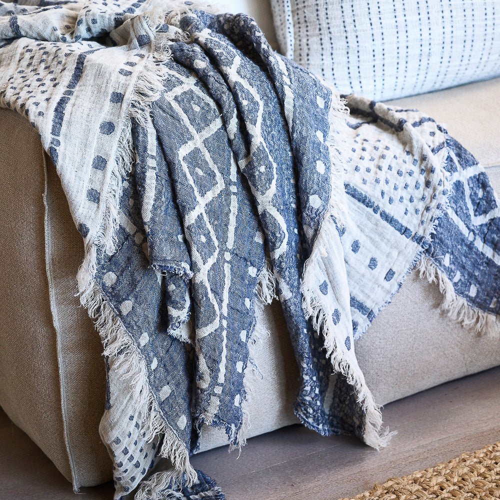 Senza Reversible Throw - Soft Ink/Navy - Eadie Lifestyle