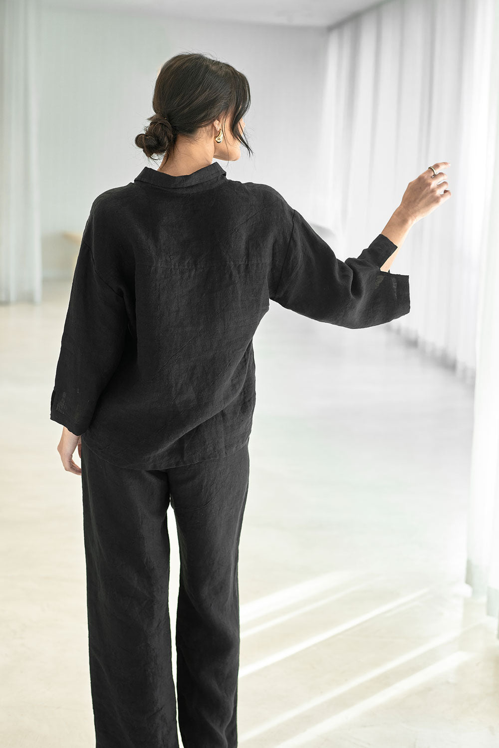Wide Leg Linen Pant - Black - Eadie Lifestyle