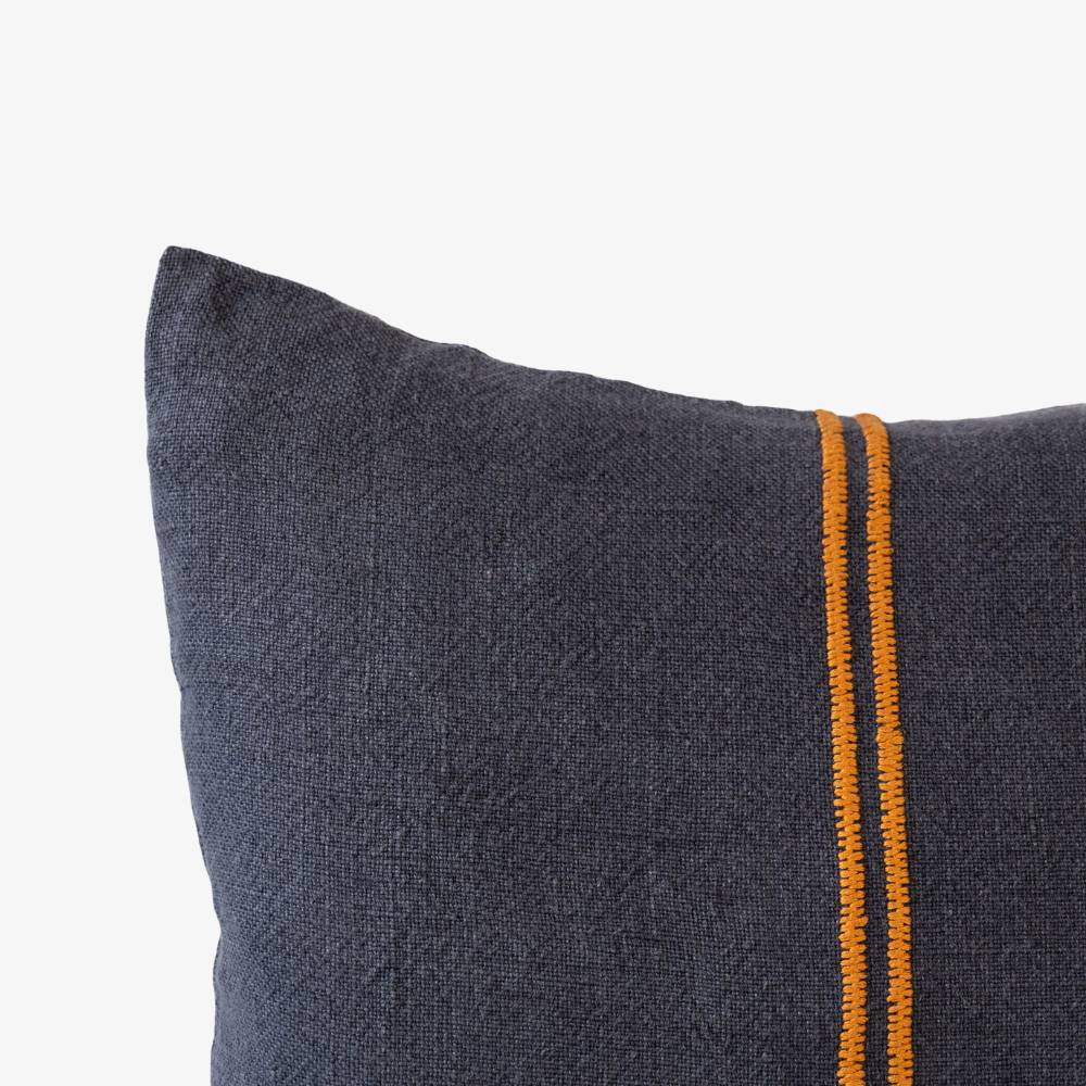 Orion Linen Cushion - Midnight/Mustard