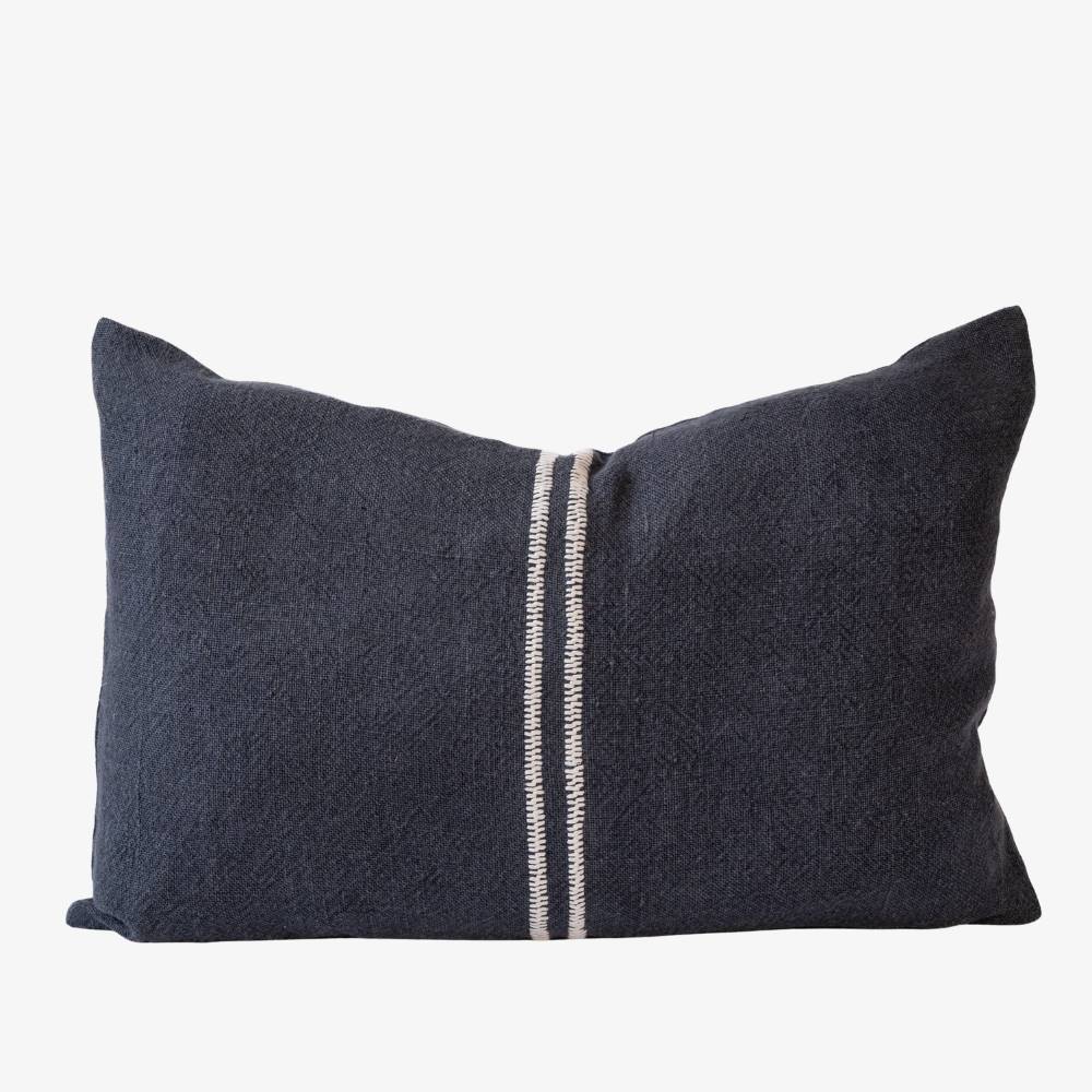 Orion Linen Cushion - Midnight/White