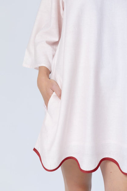 Sylvie Mini Dress - Soft Pink/Burgundy