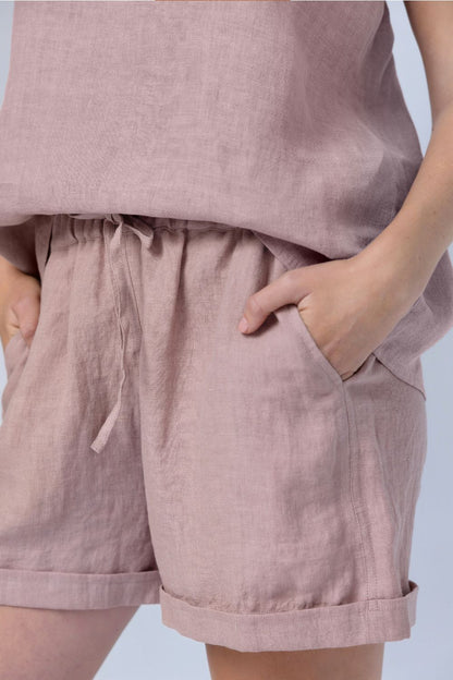 Clementine Linen Shorts - Lilac