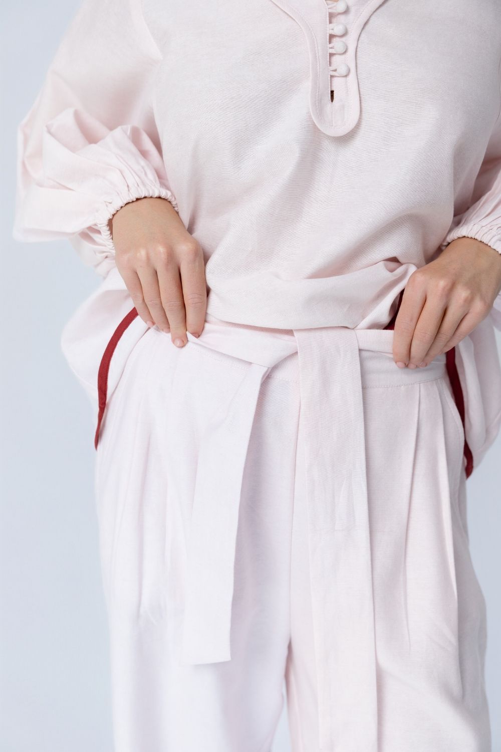 Sylvie Pants - Soft Pink/Burgundy
