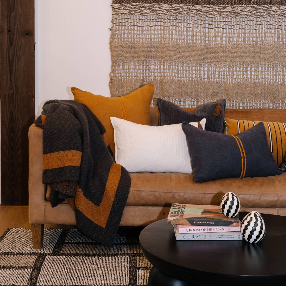 Orion Linen Cushion - Mustard/Mustard