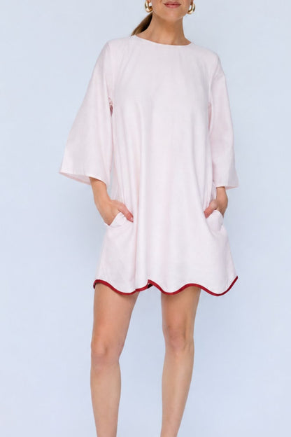 Sylvie Mini Dress - Soft Pink/Burgundy