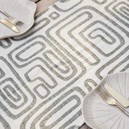Wander Table Runner - White/Pistachio