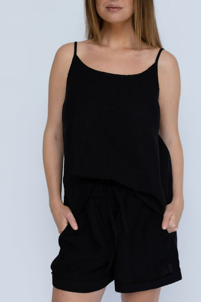 Clementine Linen Shorts - Black