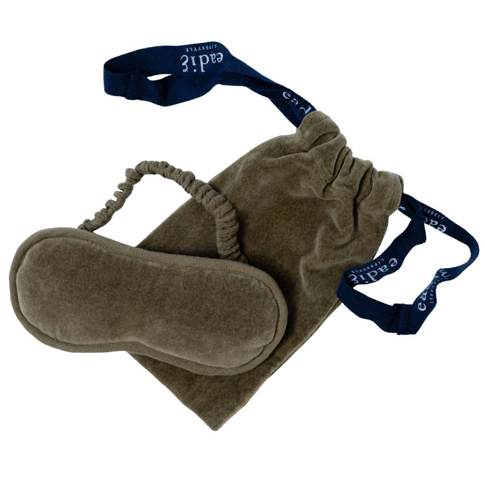 Evelyn Velvet Eye Mask with Velvet Bag - Olive