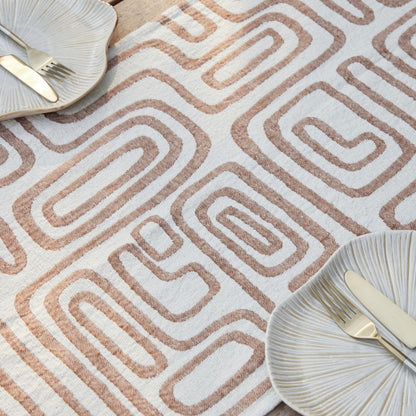 Wander Table Runner - White/Nutmeg