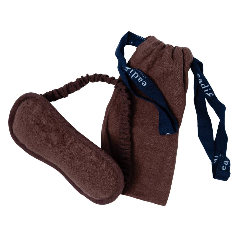 Luca Linen Eye Mask with Linen Bag - Chocolate