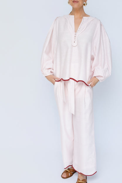 Sylvie Top - Soft Pink/Burgundy