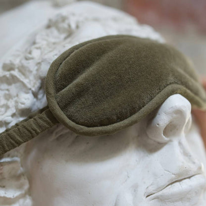 Evelyn Velvet Eye Mask with Velvet Bag - Olive