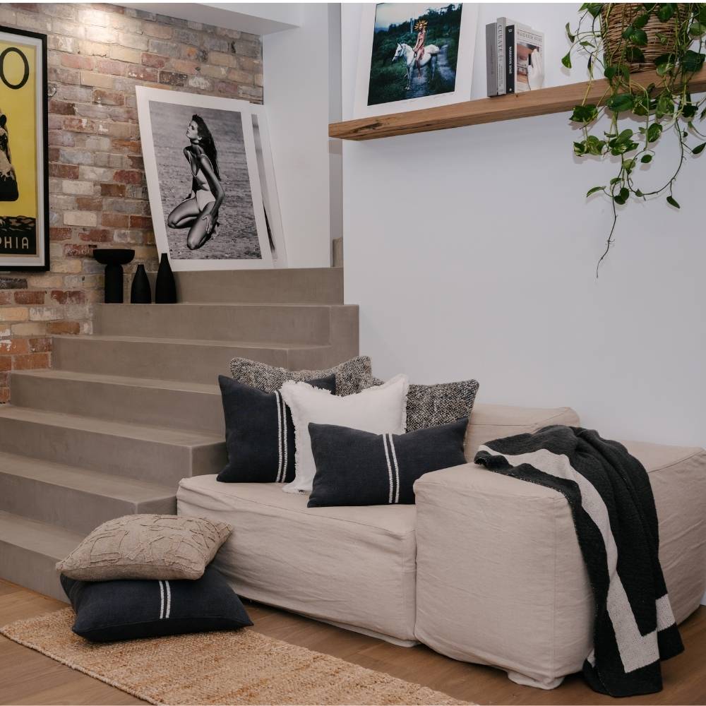 Zen Throw - Midnight with Off White Border