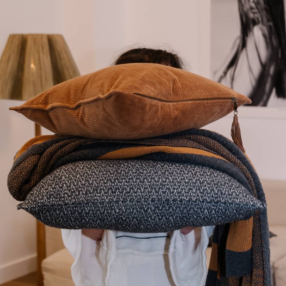 Zen Throw - Midnight with Mustard Border