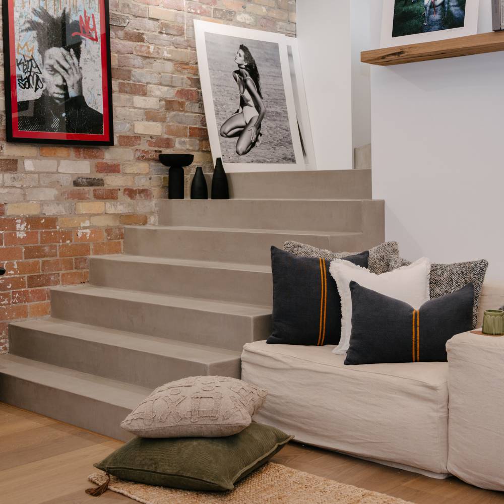 Orion Linen Cushion - Midnight/Mustard