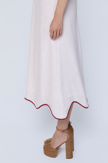 Sylvie Midi Dress - Soft Pink/Burgundy