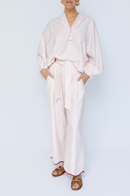Sylvie Pants - Soft Pink/Burgundy