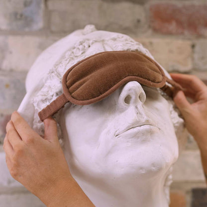 Evelyn Velvet Eye Mask with Velvet Bag - Clay