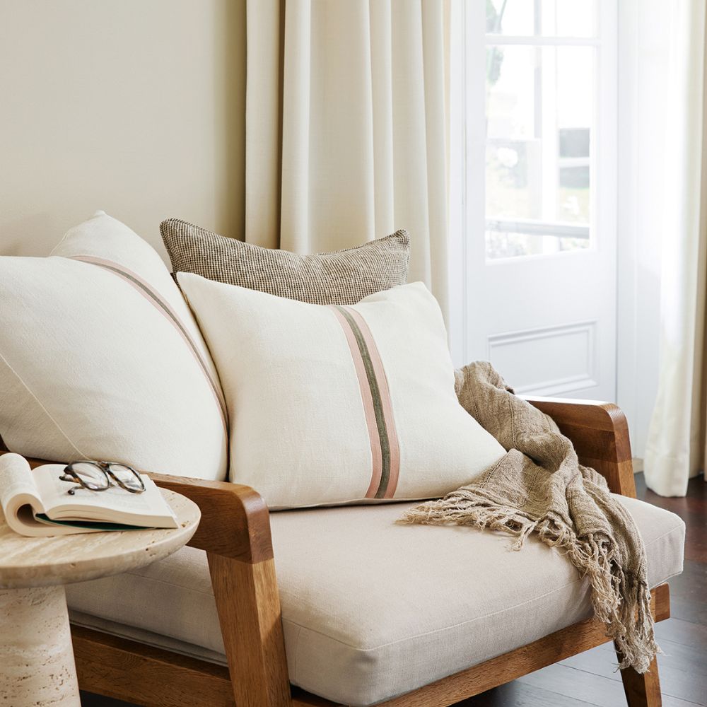 Ribbon Cushion - White/Musk/Pistachio