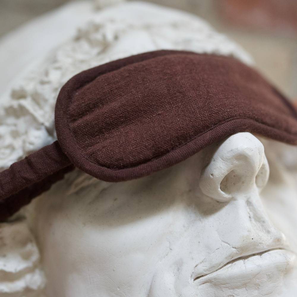 Luca Linen Eye Mask with Linen Bag - Chocolate