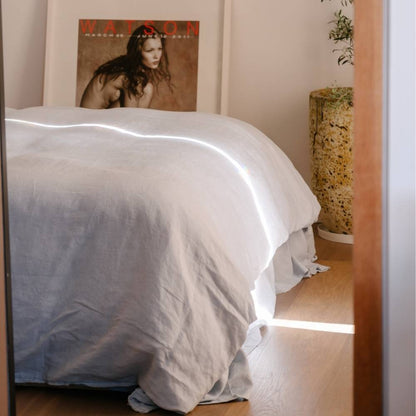 French Linen Duvet Cover w/ Button Closure - Soft Blue