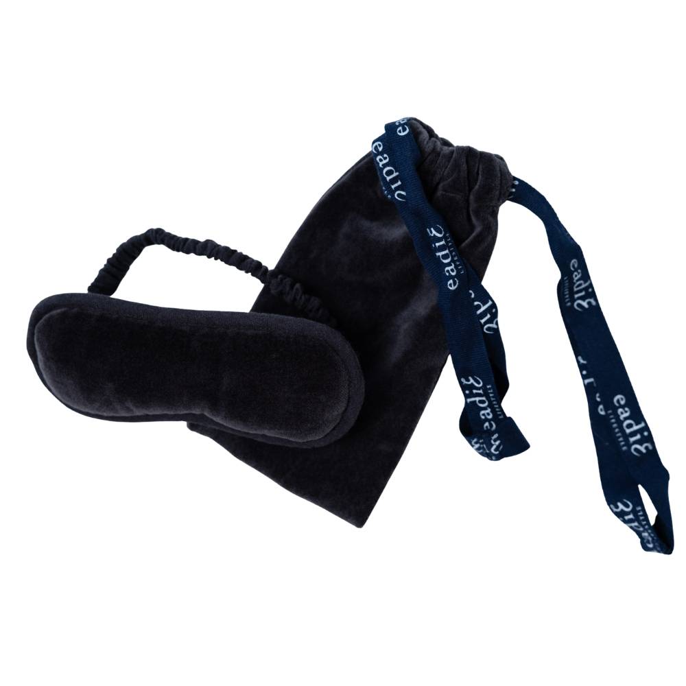 Evelyn Velvet Eye Mask with Velvet Bag - Midnight