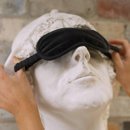 Evelyn Velvet Eye Mask with Velvet Bag - Midnight