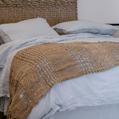 French Linen Duvet Cover w/ Button Closure - Soft Blue