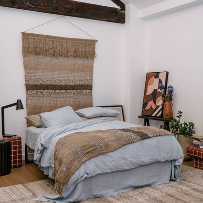 French Linen Duvet Cover w/ Button Closure - Soft Blue