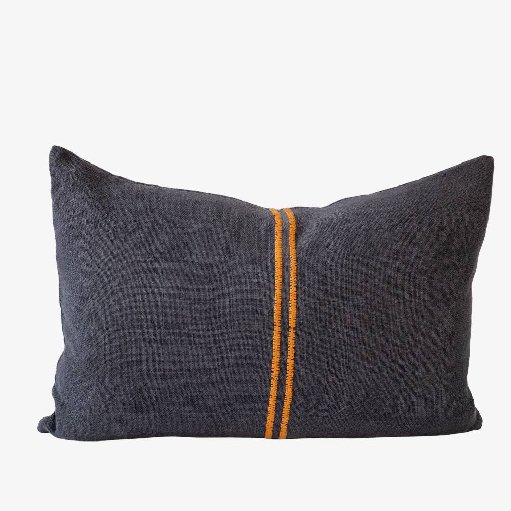 Orion Linen Cushion - Midnight/Mustard
