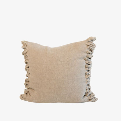 Beige pillow with ruffled edges