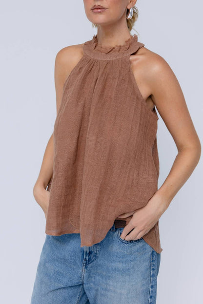 Ava Linen Top - Clay