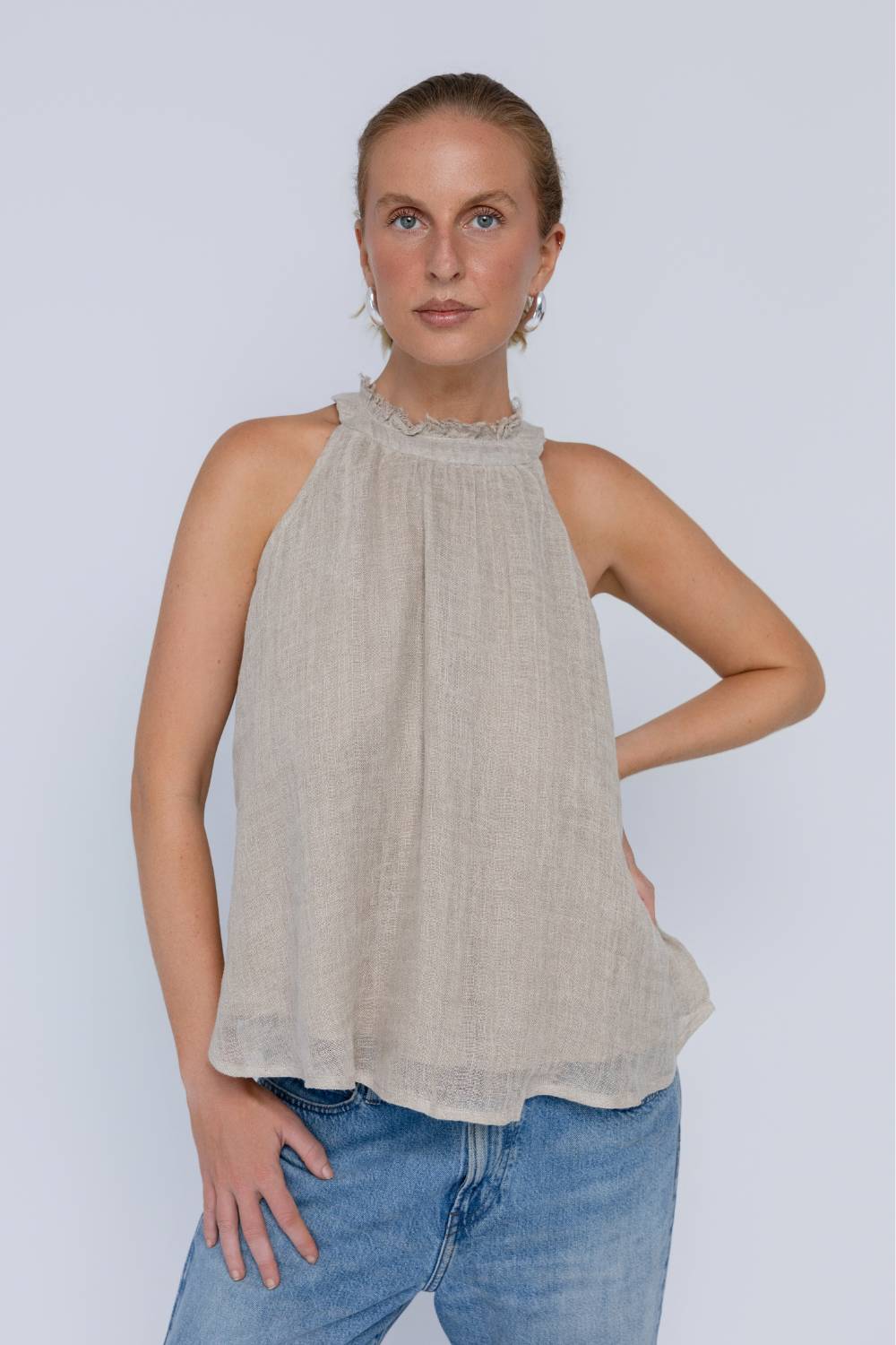 Ava Linen Top - Natural