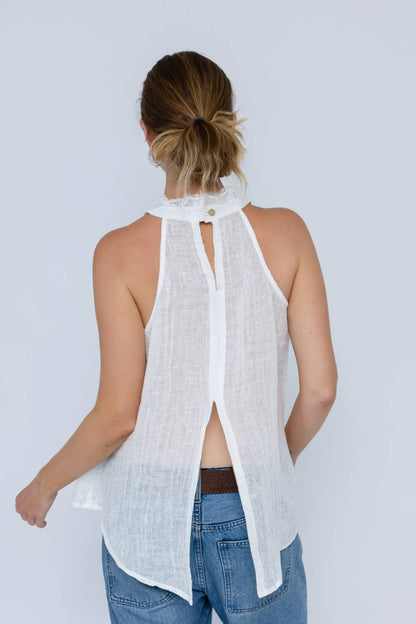 Ava Linen Top - Off White